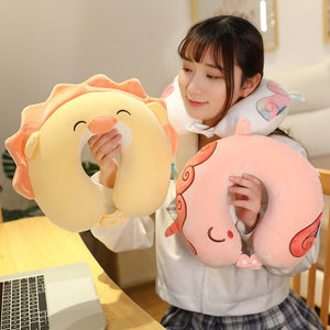 Stuffed Animal Memory Foam U-Shaped Neck Pillow 2023 Collection V2-Enchanted peach