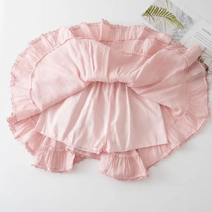 Summer Irregular Ruffle Mini Skirt-Enchanted peach