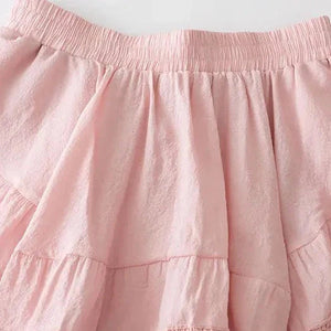 Summer Irregular Ruffle Mini Skirt-Enchanted peach