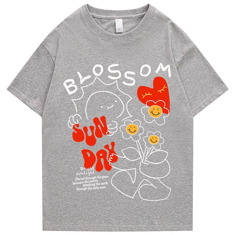 Sun Day Blossom Tee-Enchanted peach