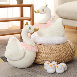 Swan and Chicken Family Plushies-Enchanted peach