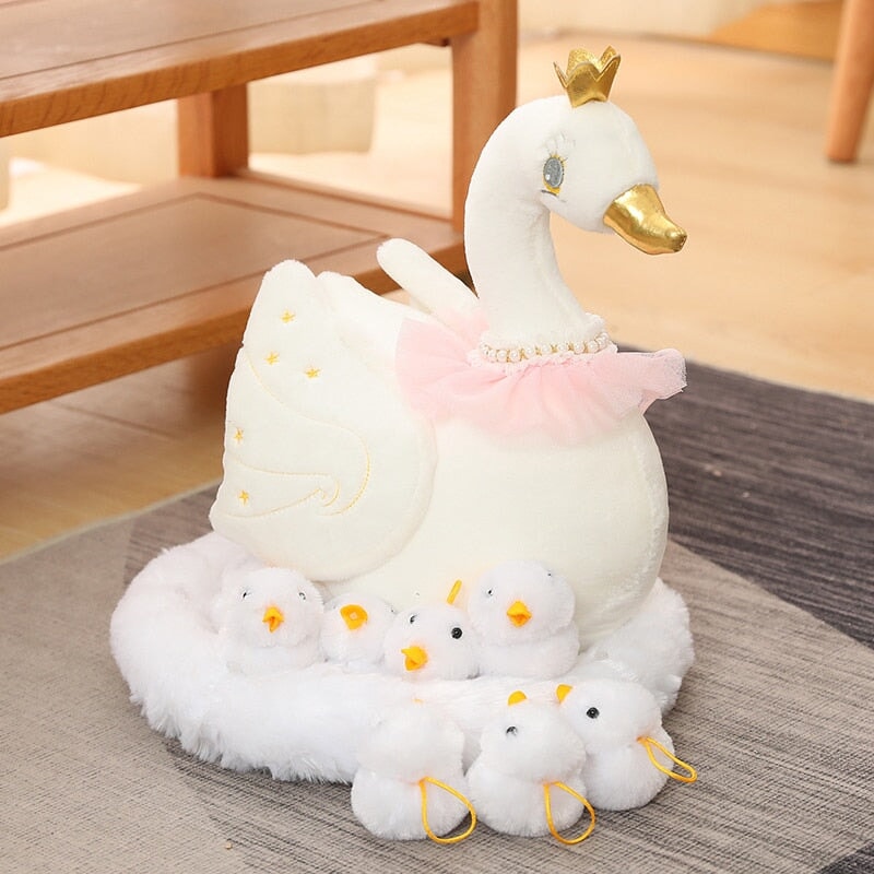 Swan and Chicken Family Plushies-Enchanted peach