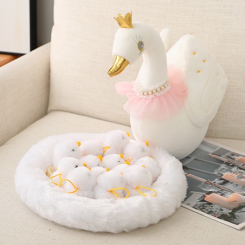 Swan and Chicken Family Plushies-Enchanted peach