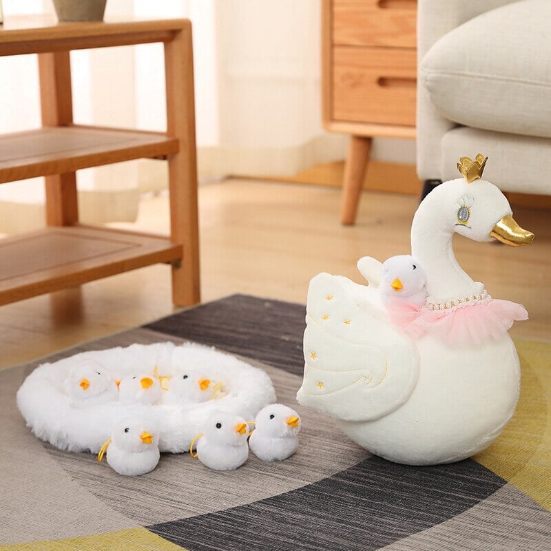 Swan and Chicken Family Plushies-Enchanted peach