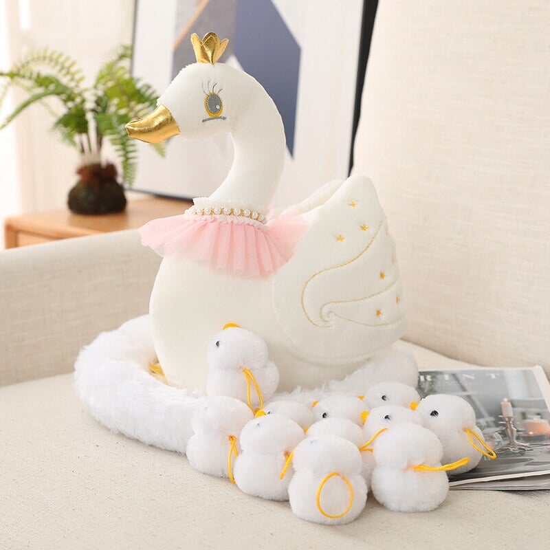 Swan and Chicken Family Plushies-Enchanted peach