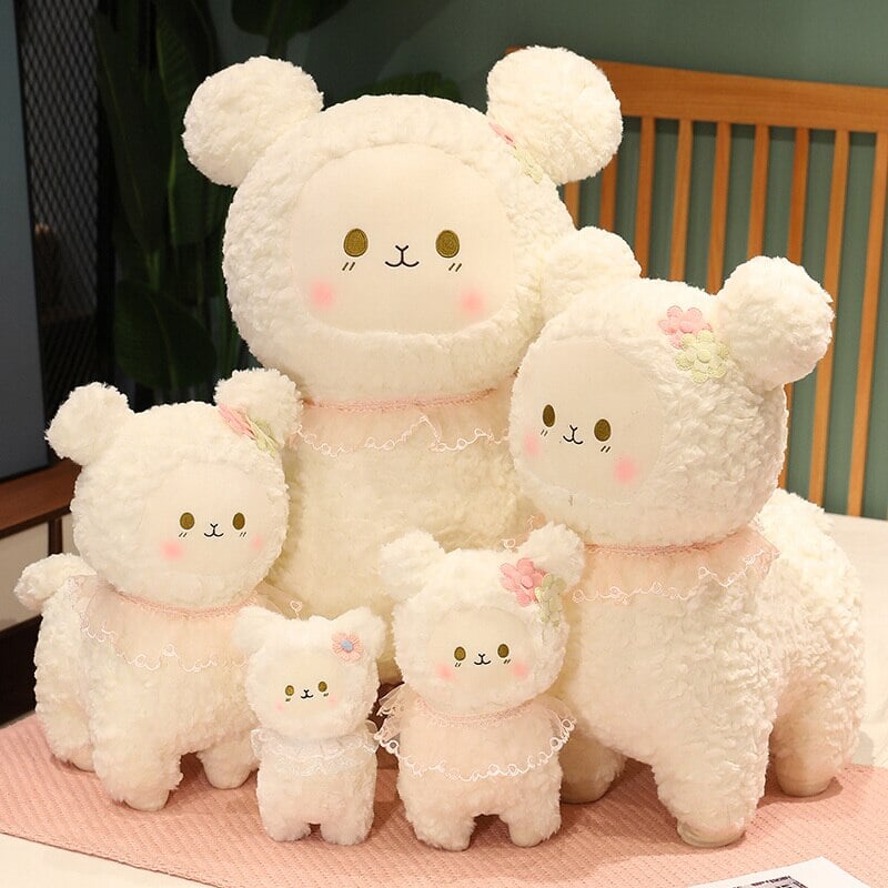 Sweet Fluffy Standing Lamb Family-Enchanted peach