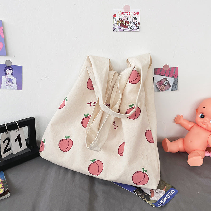 Sweet Peach Canvas Tote Bag-Enchanted peach