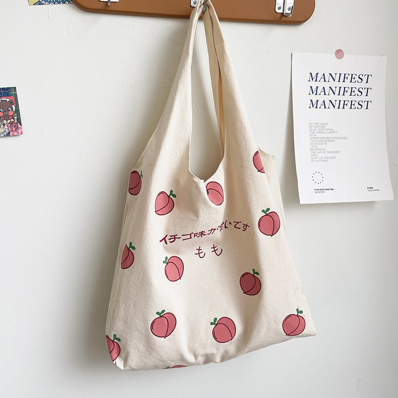 Sweet Peach Canvas Tote Bag-Enchanted peach