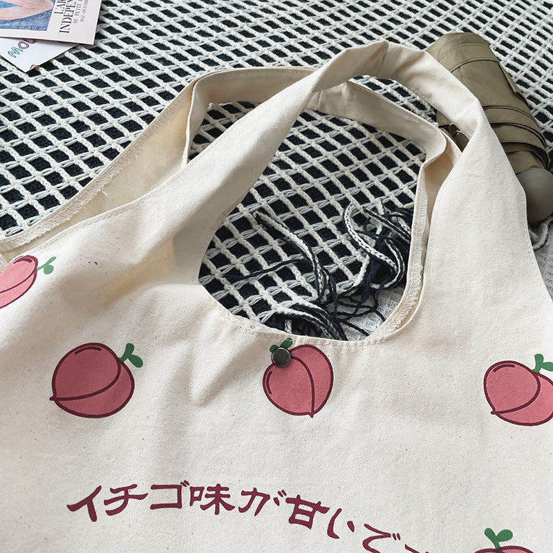 Sweet Peach Canvas Tote Bag-Enchanted peach