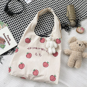 Sweet Peach Canvas Tote Bag-Enchanted peach