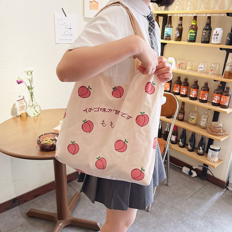 Sweet Peach Canvas Tote Bag-Enchanted peach