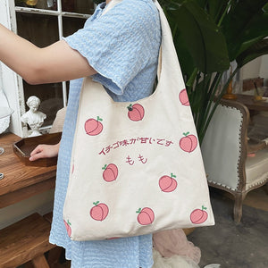 Sweet Peach Canvas Tote Bag-Enchanted peach