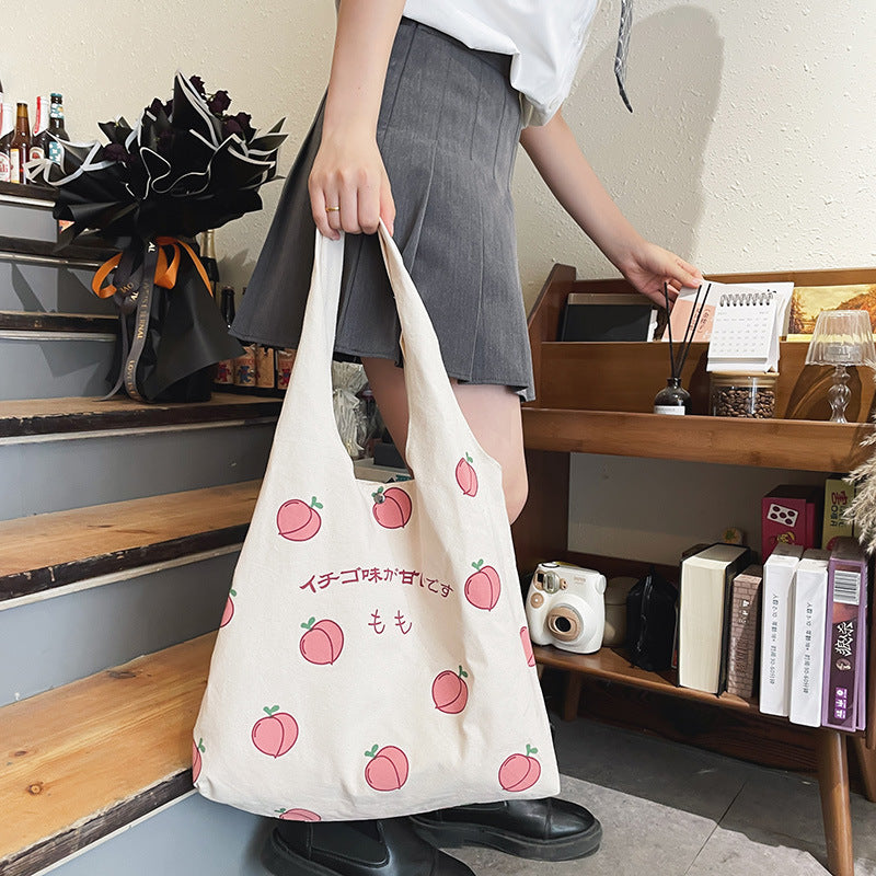 Sweet Peach Canvas Tote Bag-Enchanted peach