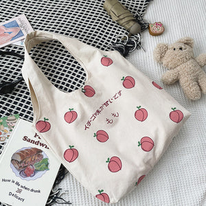 Sweet Peach Canvas Tote Bag-Enchanted peach