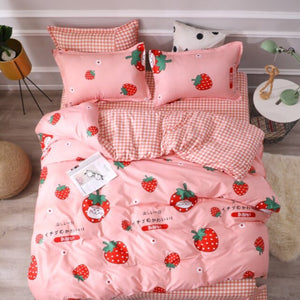 Sweet Strawberry Print Bedding Set-Enchanted peach