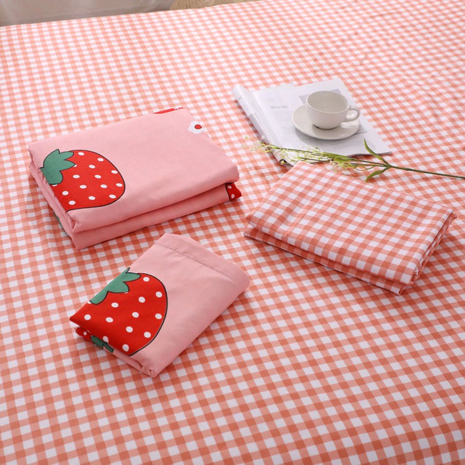 Sweet Strawberry Print Bedding Set-Enchanted peach