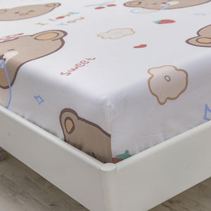 Sweet Teddy Bears Fitted Bedsheet-Enchanted peach