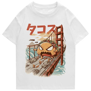 Taco Monster Bridge Attack Unisex Tee-Enchanted peach