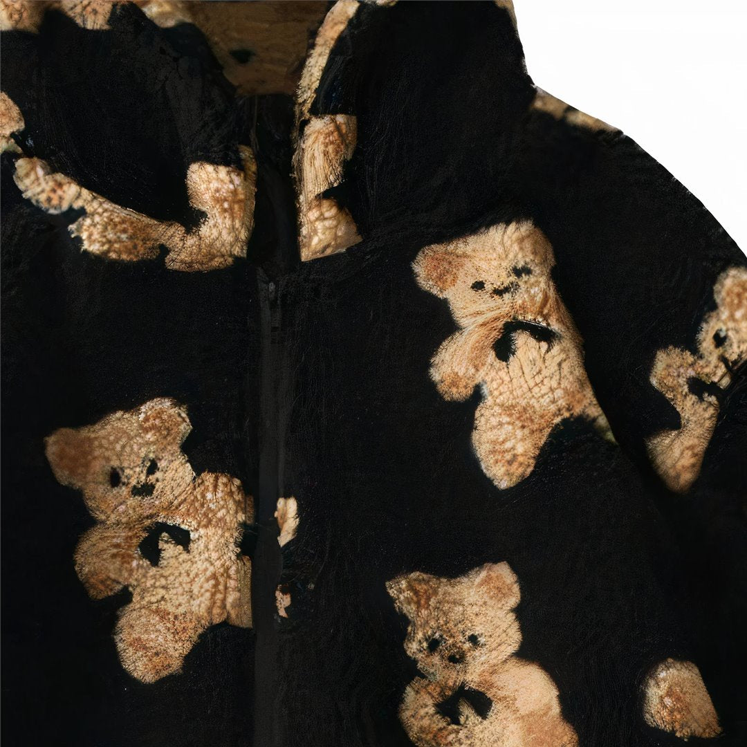 Teddy Bear Fleece Hooded Zip-up Jacket-Enchanted peach