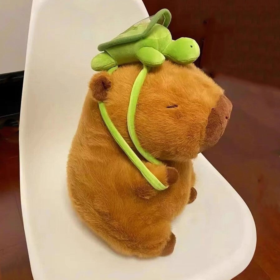 The Adorable Capybara Turtle Back Pack Plushies-Enchanted peach