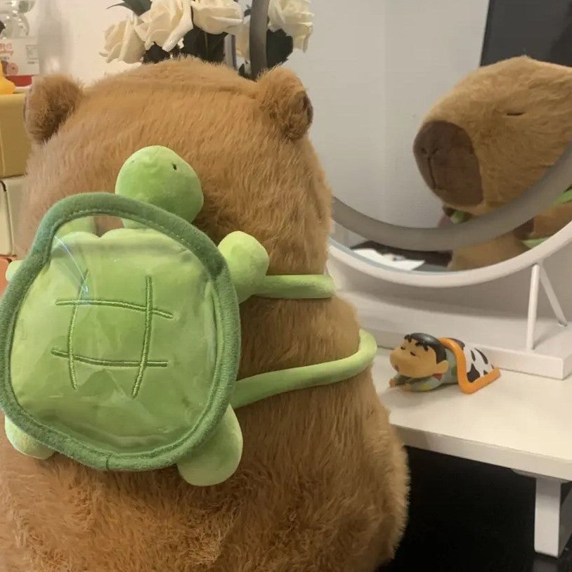 The Adorable Capybara Turtle Back Pack Plushies-Enchanted peach