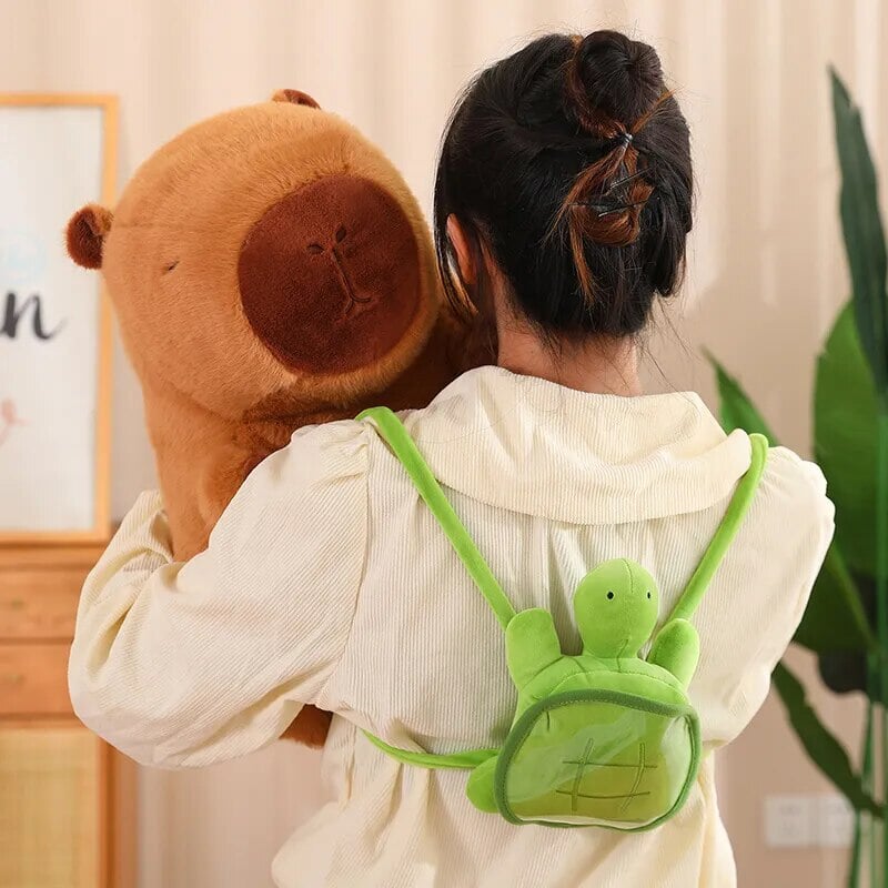 The Adorable Capybara Turtle Back Pack Plushies-Enchanted peach