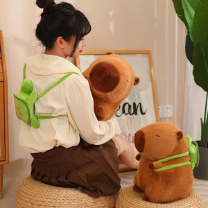 The Adorable Capybara Turtle Back Pack Plushies-Enchanted peach