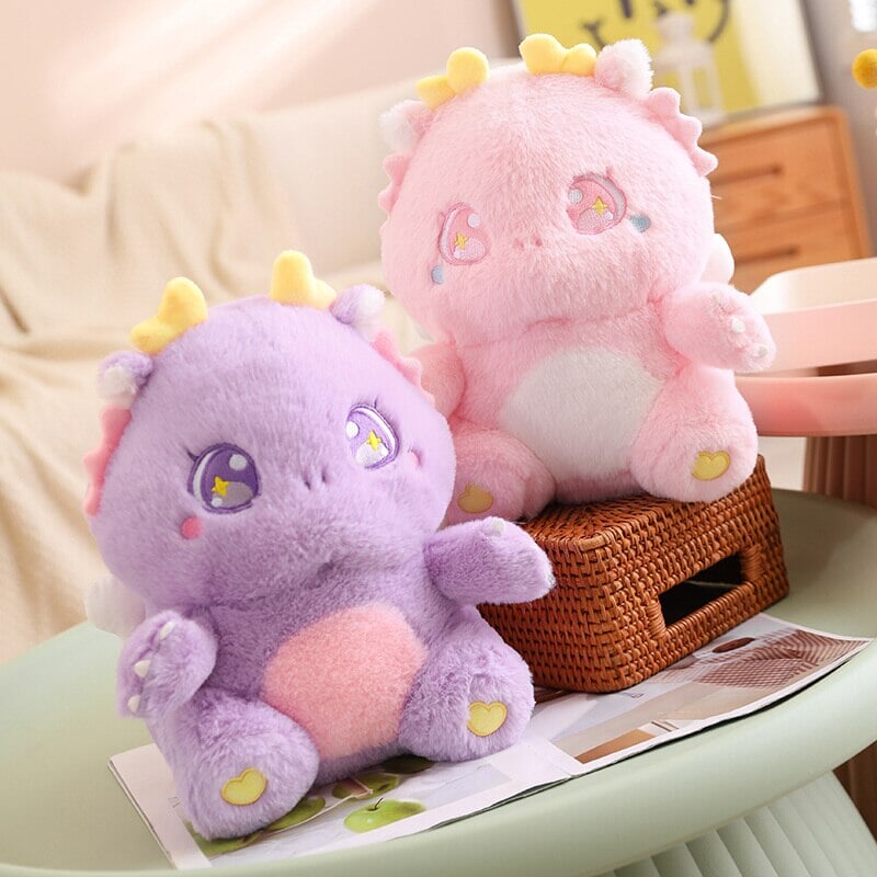 The Fluffy Baby Dragon Plush Family-Enchanted peach