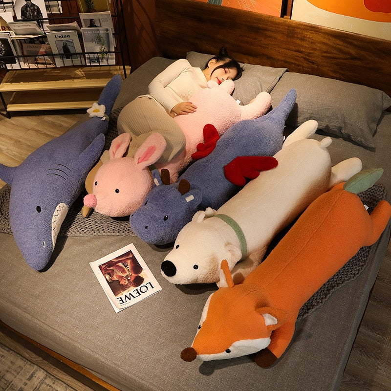 The Fluffy Giants Dragon Fox Bunny Bear Shark Plushies-Enchanted peach