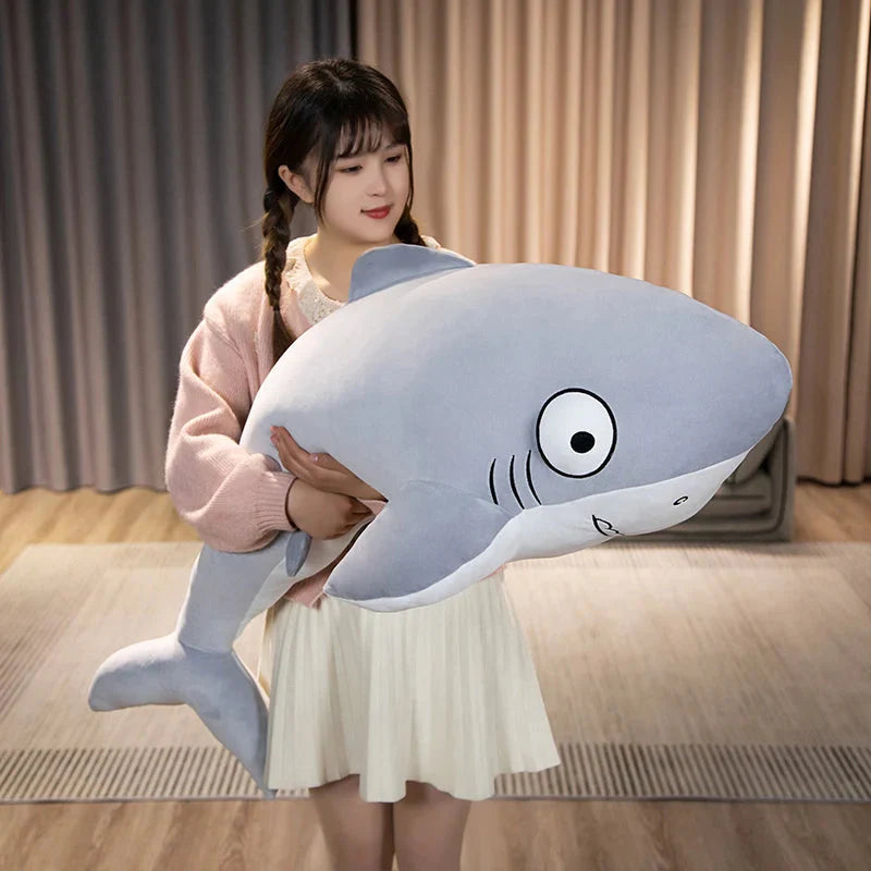 The Friendly Cheeky Gray Blue Shark Plushies-Enchanted peach