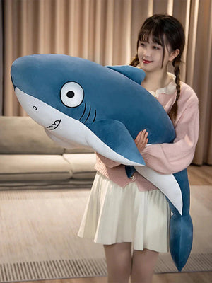 The Friendly Cheeky Gray Blue Shark Plushies-Enchanted peach