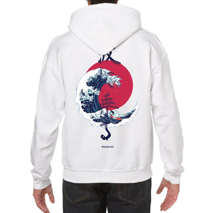 The Great Wave Blood Moon Sun Tato Hoodie-Enchanted peach