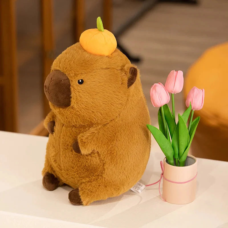 The Grumpy Capybara Plushie-Enchanted peach