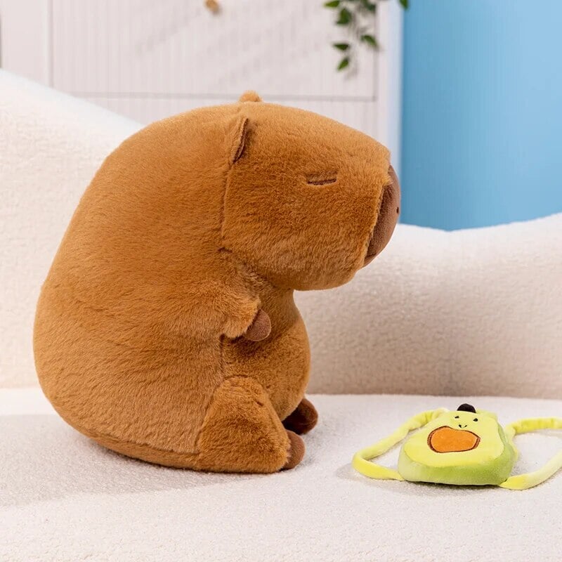 The Kawaii Capybara with Mini Avocado Backpack Plushie-Enchanted peach