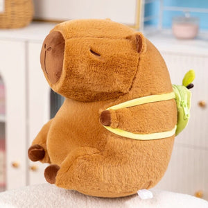 The Kawaii Capybara with Mini Avocado Backpack Plushie-Enchanted peach