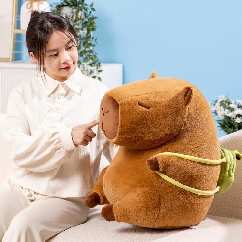 The Kawaii Capybara with Mini Avocado Backpack Plushie-Enchanted peach