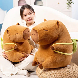 The Kawaii Capybara with Mini Avocado Backpack Plushie-Enchanted peach