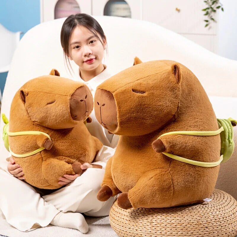 The Kawaii Capybara with Mini Avocado Backpack Plushie-Enchanted peach