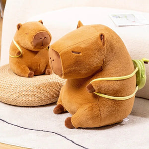 The Kawaii Capybara with Mini Avocado Backpack Plushie-Enchanted peach