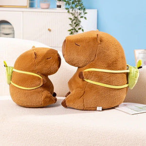 The Kawaii Capybara with Mini Avocado Backpack Plushie-Enchanted peach