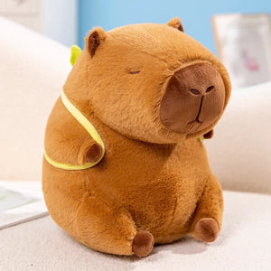 The Kawaii Capybara with Mini Avocado Backpack Plushie-Enchanted peach