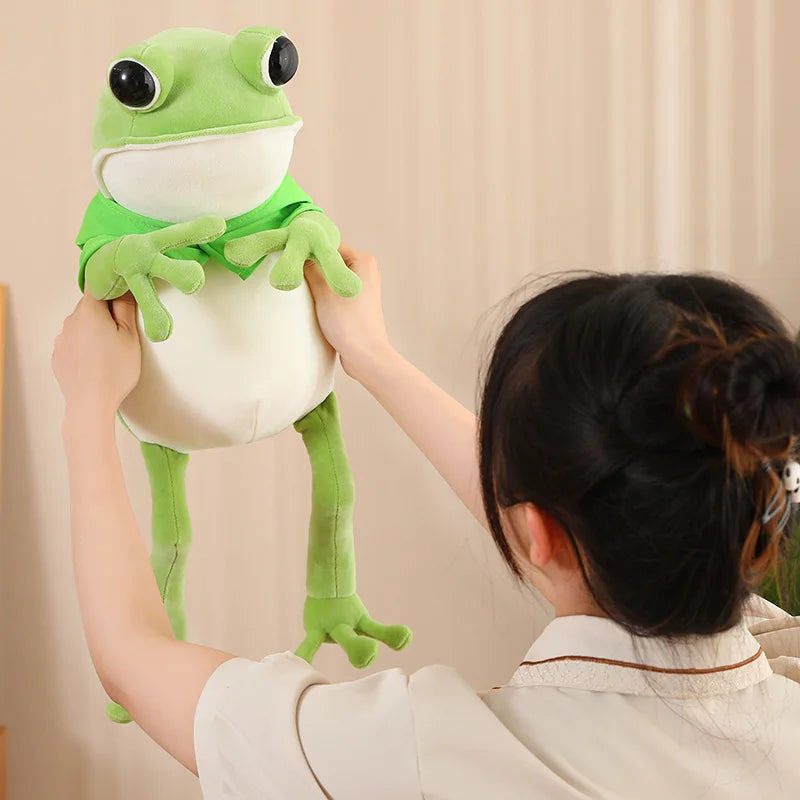 Tito the Funny Green Frog Plush with Hat-Enchanted peach