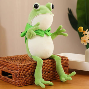 Tito the Funny Green Frog Plush with Hat-Enchanted peach