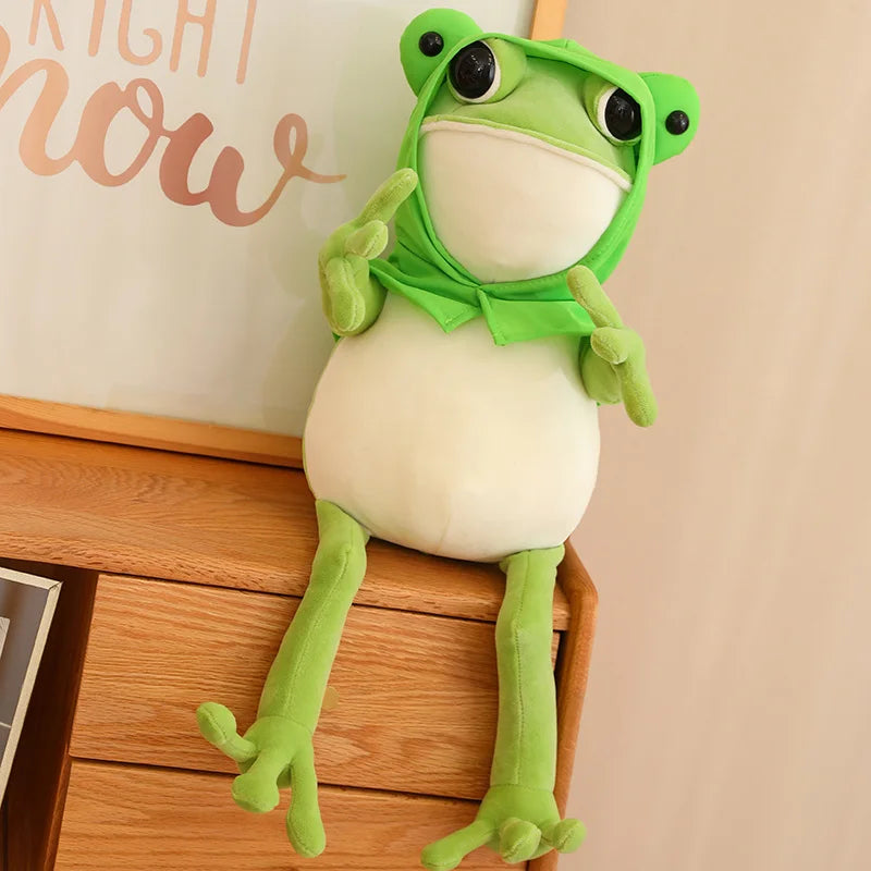 Tito the Funny Green Frog Plush with Hat-Enchanted peach