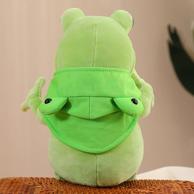 Tito the Funny Green Frog Plush with Hat-Enchanted peach