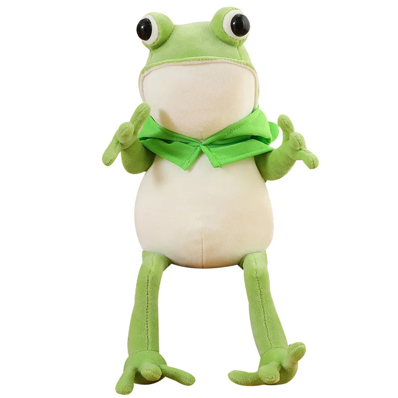 Tito the Funny Green Frog Plush with Hat-Enchanted peach