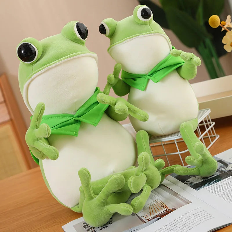 Tito the Funny Green Frog Plush with Hat-Enchanted peach