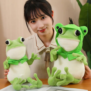 Tito the Funny Green Frog Plush with Hat-Enchanted peach