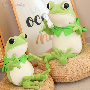 Tito the Funny Green Frog Plush with Hat-Enchanted peach