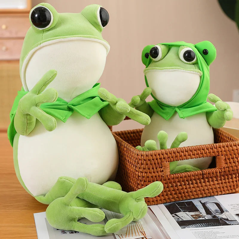 Tito the Funny Green Frog Plush with Hat-Enchanted peach